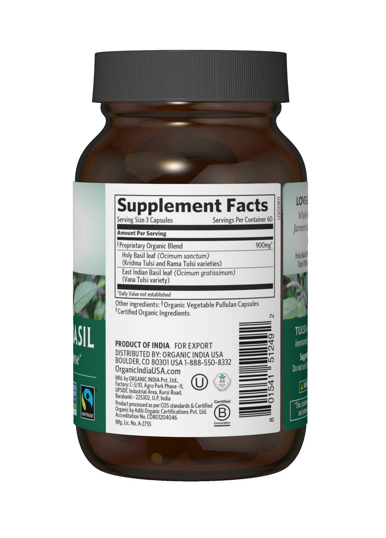 Foto 3 pulgar | Suplemento Organic India Tulsi Herbal Holy Basil Vegan - Venta Internacional.