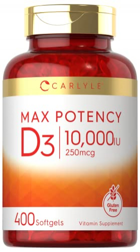 Suplemento Carlyle De Vitamina D3, 10000 Ui, 400 Cápsulas Blandas - Venta Internacional.