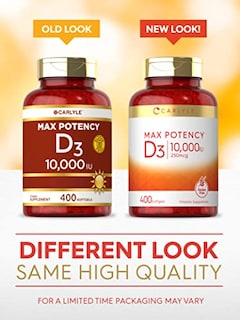 Foto 3 | Suplemento Carlyle De Vitamina D3, 10000 Ui, 400 Cápsulas Blandas - Venta Internacional.