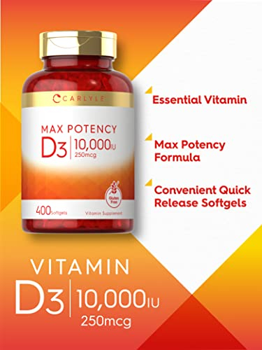 Foto 5 pulgar | Suplemento Carlyle De Vitamina D3, 10000 Ui, 400 Cápsulas Blandas - Venta Internacional.