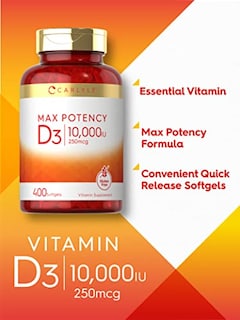 Foto 4 | Suplemento Carlyle De Vitamina D3, 10000 Ui, 400 Cápsulas Blandas - Venta Internacional.