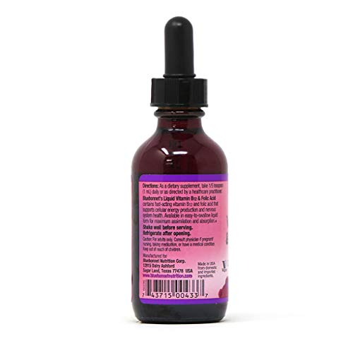 Foto 2 | Suplemento Bluebonnet Liquid De Vitamina B12 Y Ácido Fólico, 2 Fl O - Venta Internacional.
