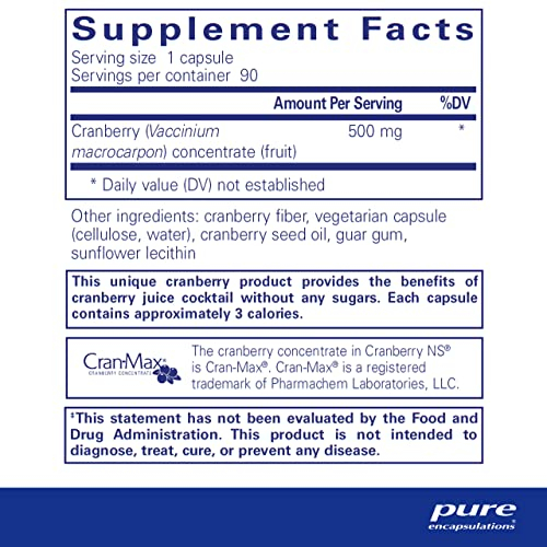 Foto 3 pulgar | Suplemento Pure Encapsulations Cranberry Ns 90 Cápsulas - Venta Internacional.