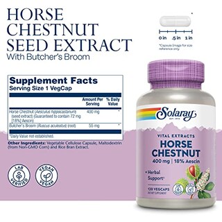Foto 2 | Suplemento De Extracto De Semilla De Castaño De Indias Solaray, 400 Mg, 120 Verduras - Venta Internacional.