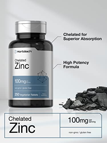 Foto 4 pulgar | Suplemento Horbaach De Zinc Quelatado, 100 Mg, 250 Comprimidos - Venta Internacional.
