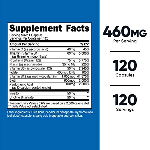 Foto 3 pulgar | Suplemento del Complejo de Vitamina B Nutricost 460 mg con Vitamina C 120 Cápsulas - Venta Internacional