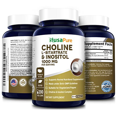 Foto 3 pulgar | Suplemento Nusapure De Colina E Inositol 1000 Mg 200 Cápsulas Vegetarianas - Venta Internacional.