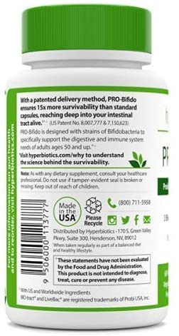 Foto 3 pulgar | Tabletas Supplement Hyperbiotics Vegan Pro Bifido, 60 Unidades - Venta Internacional.