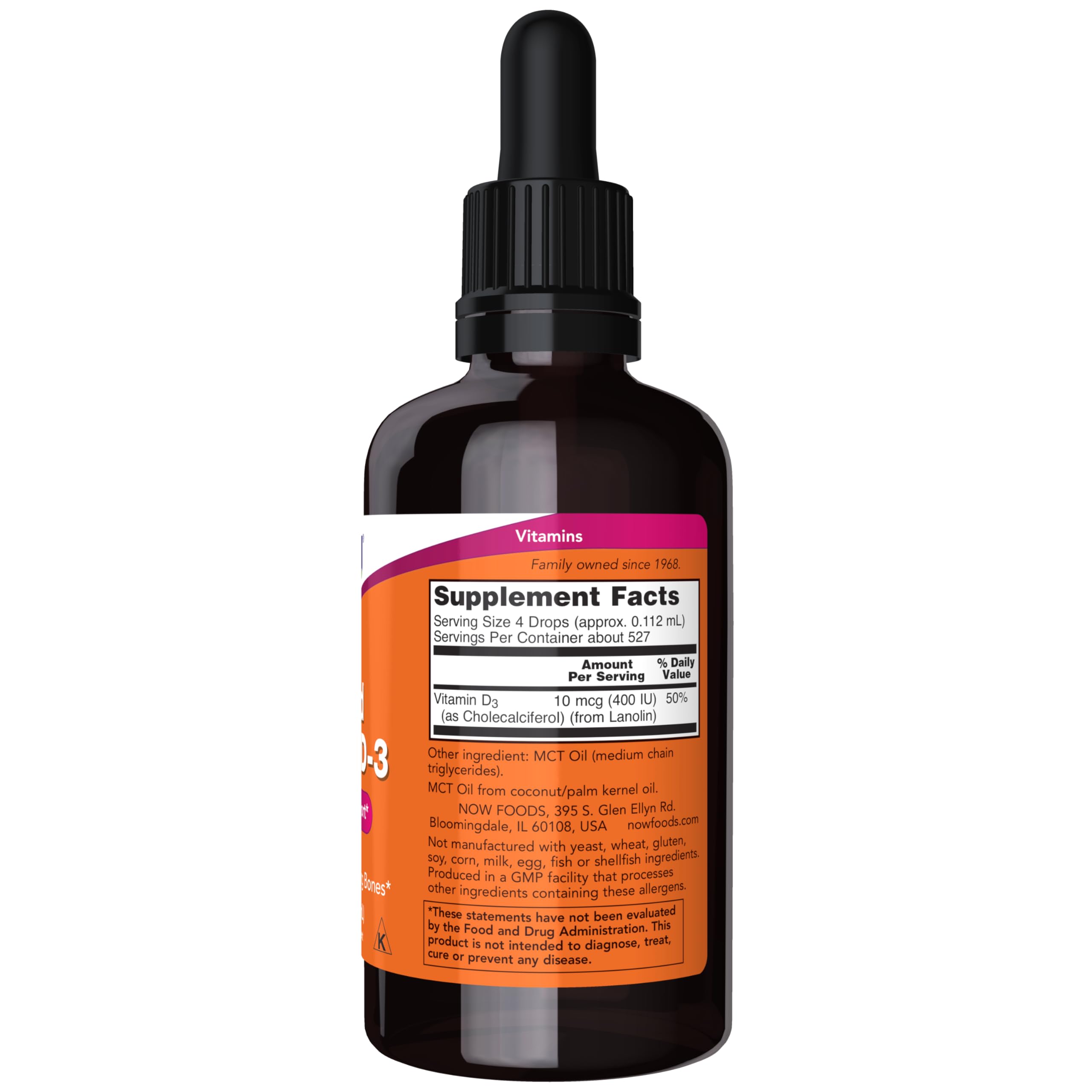 Foto 3 pulgar | Vitamina D-3 Líquida Supplement Now, 60 Ml, Ayuda A Fortalecer Los Huesos - Venta Internacional.