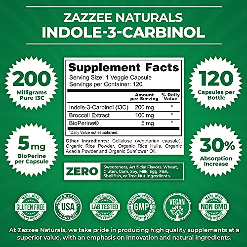 Foto 3 pulgar | Suplemento Zazzee De Indol-3-carbinol (i3c) 200 Mg 120 Cápsulas - Venta Internacional.