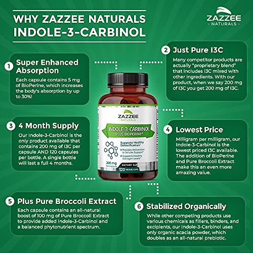 Foto 7 pulgar | Suplemento Zazzee De Indol-3-carbinol (i3c) 200 Mg 120 Cápsulas - Venta Internacional.