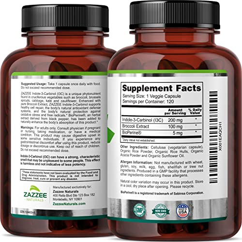 Foto 8 pulgar | Suplemento Zazzee De Indol-3-carbinol (i3c) 200 Mg 120 Cápsulas - Venta Internacional.