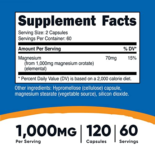 Foto 3 pulgar | Suplemento Nutricost De Orotato De Magnesio 1000 Mg 120 Cápsulas - Venta Internacional.