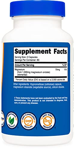 Foto 5 pulgar | Suplemento Nutricost De Orotato De Magnesio 1000 Mg 120 Cápsulas - Venta Internacional.