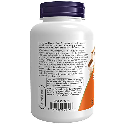 Foto 3 | Supplement Now Betaína Hcl 648 Mg, Apoyo Digestivo, 120 Cápsulas - Venta Internacional.