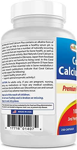 Foto 7 pulgar | Suplemento Best Naturals Coral Calcium Plus 1000 Mg 250 Cápsulas - Venta Internacional.