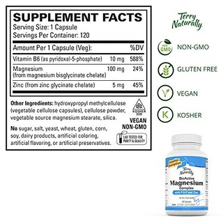 Foto 4 | Suplemento Terry Naturally Bioactive Magnesio 120 Cápsulas - Venta Internacional.
