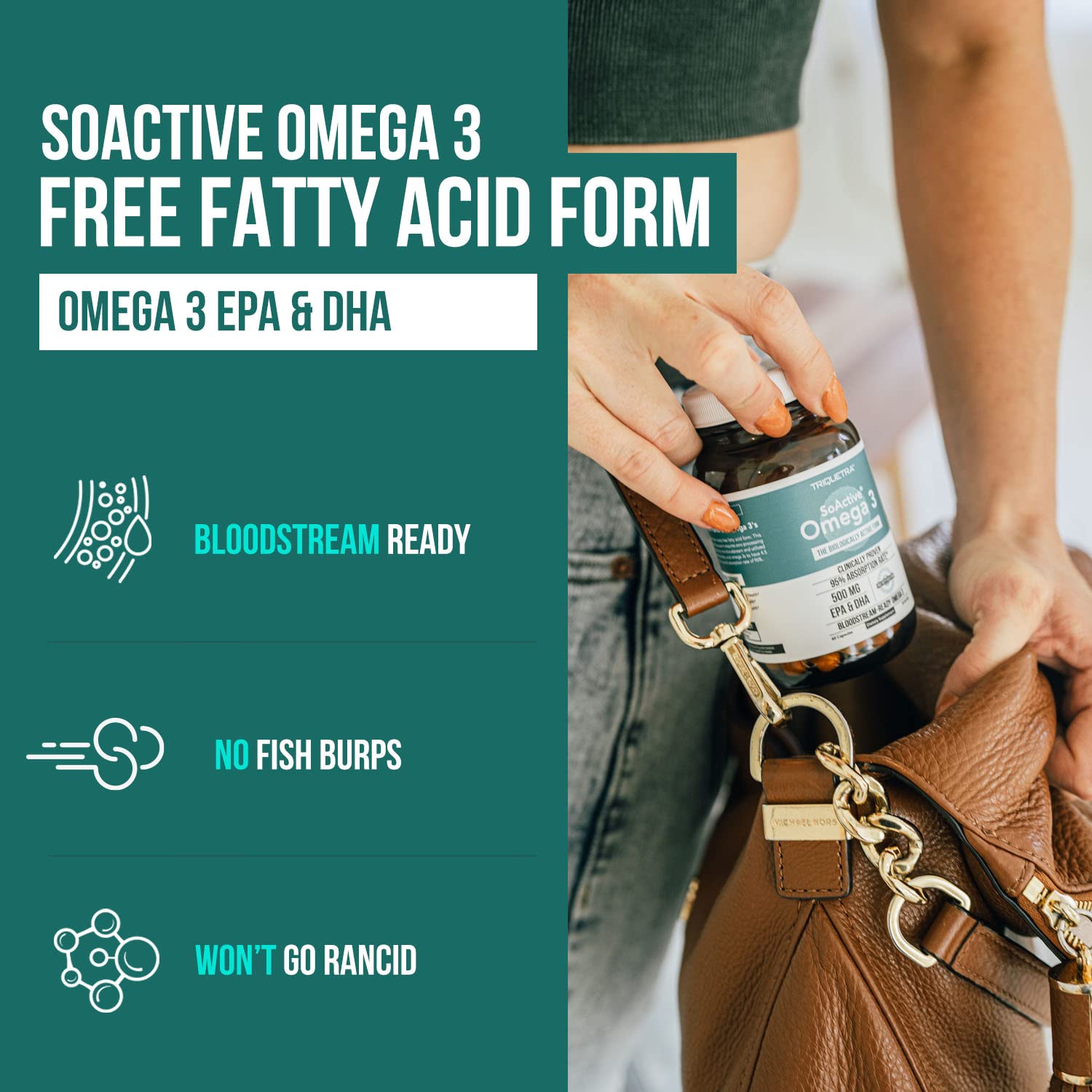 Foto 3 pulgar | Omega 3 Soactive  En Forma De Ácido Graso Libre De Epa Y Dha, 500 Mg - Venta Internacional.