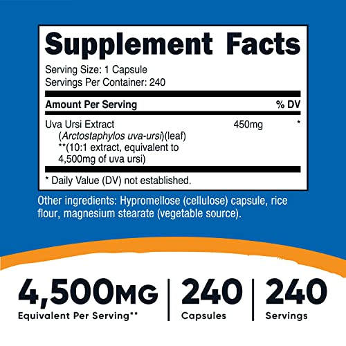 Foto 3 pulgar | Suplemento Nutricost Uva Ursi 4500 Mg 240 Cápsulas - Venta Internacional.