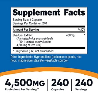 Foto 2 | Suplemento Nutricost Uva Ursi 4500 Mg 240 Cápsulas - Venta Internacional.