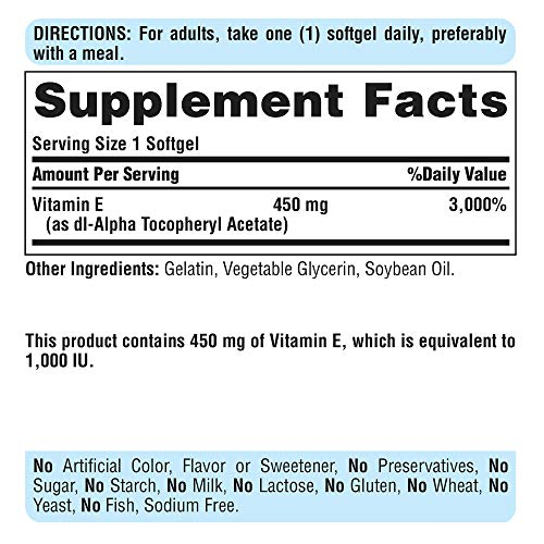 Foto 3 pulgar | Suplemento Puritan's Pride con Vitamina E 450 mg 100 Tabletas - Venta Internacional.