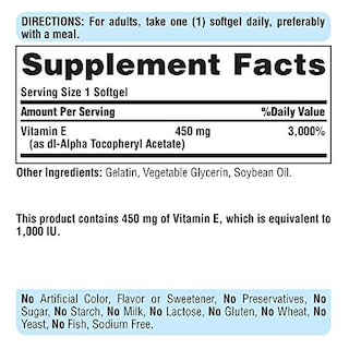Foto 2 | Suplemento Puritan's Pride con Vitamina E 450 mg 100 Tabletas - Venta Internacional.