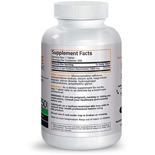 Foto 2 | Suplemento De Vitamina C: Ascorbato De Sodio Bronson, 1000 Mg, 250 Tabletas - Venta Internacional.