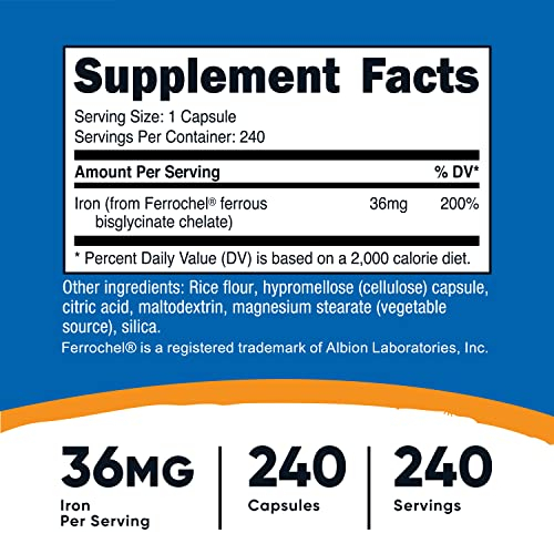 Foto 2 | Suplemento De Hierro Nutricost Quelated Iron 36 Mg 240 Cápsulas - Venta Internacional.