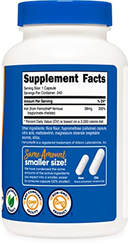 Foto 5 pulgar | Suplemento De Hierro Nutricost Quelated Iron 36 Mg 240 Cápsulas - Venta Internacional.