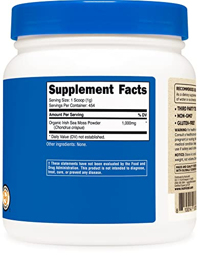 Foto 5 pulgar | Suplemento Nutricost Organic Irish Moss Powder 454g - Venta Internacional.