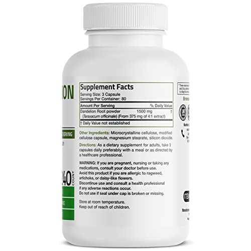 Foto 5 pulgar | Suplemento De Raíz De Diente De León De Bronson, 1500 Mg, Alta Potencia, 60 - Venta Internacional.