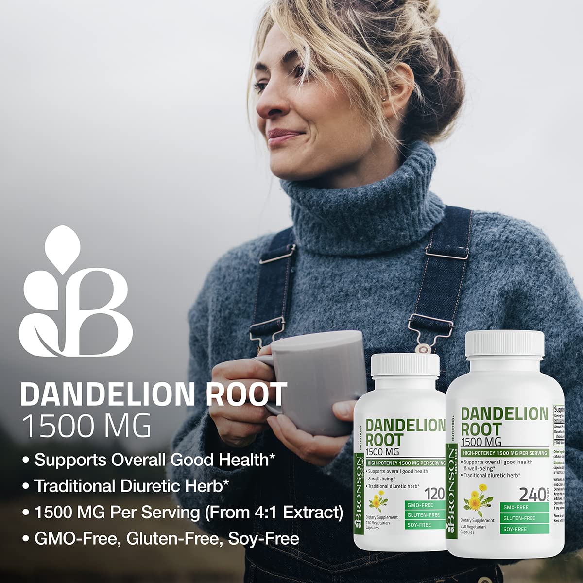 Foto 5 | Suplemento De Raíz De Diente De León De Bronson, 1500 Mg, Alta Potencia, 60 - Venta Internacional.