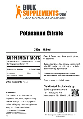 Foto 3 pulgar | Suplemento De Potasio Bulksupplements.com Citrato De Potasio - Venta Internacional.