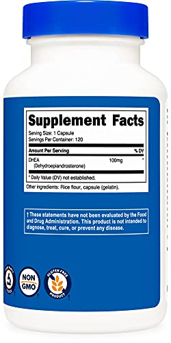 Foto 5 pulgar | Suplemento Nutricost Dhea 100 Mg 120 Cápsulas Sin Gluten - Venta Internacional.