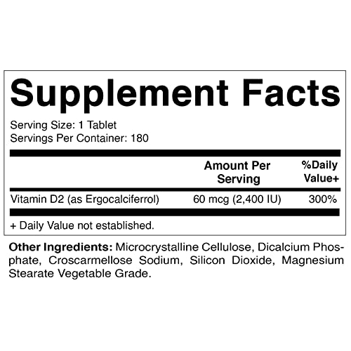 Foto 3 pulgar | Suplemento Vitamático De Vitamina D2 60 Mcg (2400 Ui) 180 Tabletas - Venta Internacional.
