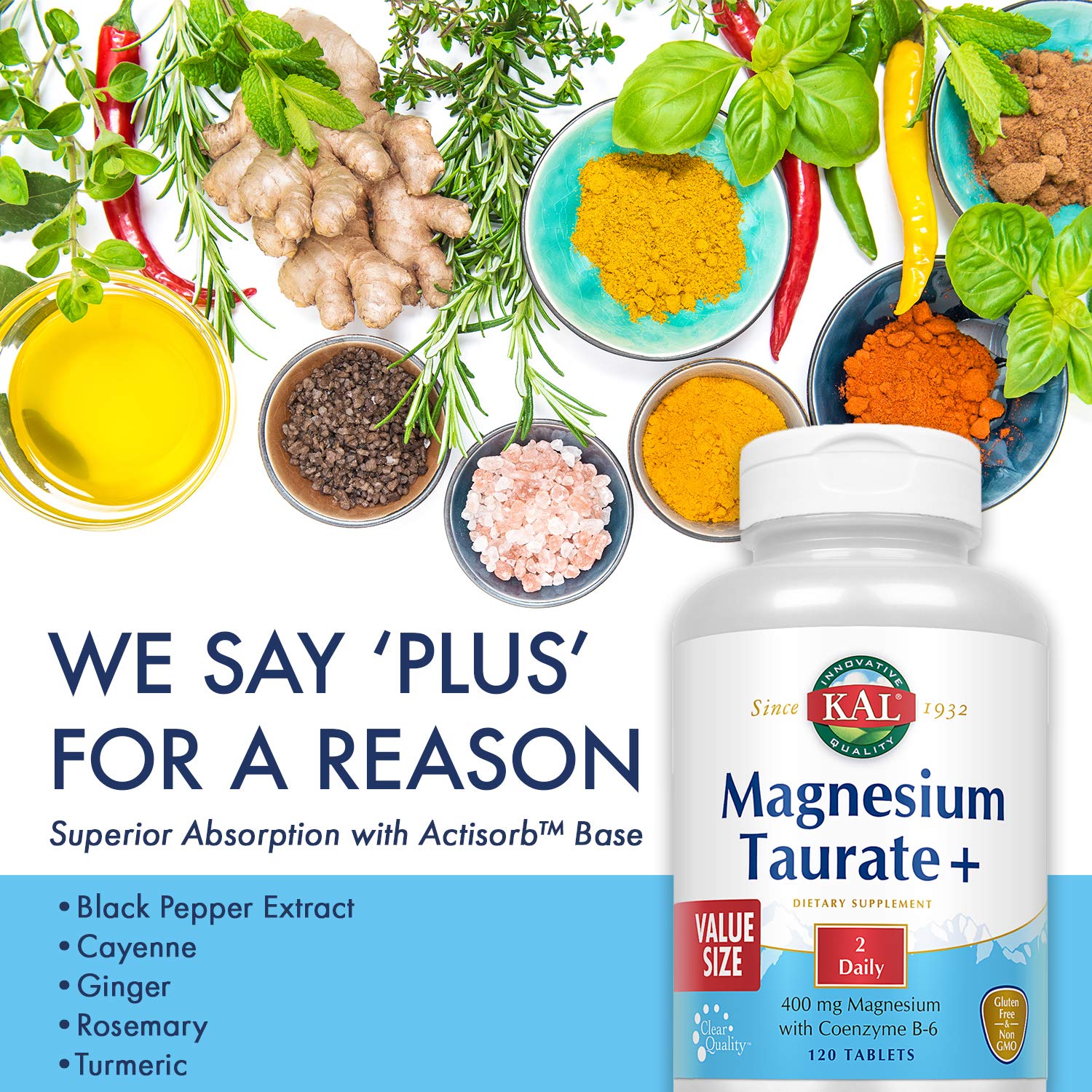 Foto 6 pulgar | Suplemento Kal De Taurato De Magnesio De 400 Mg Con Coenzima Y Vitamina B - Venta Internacional.