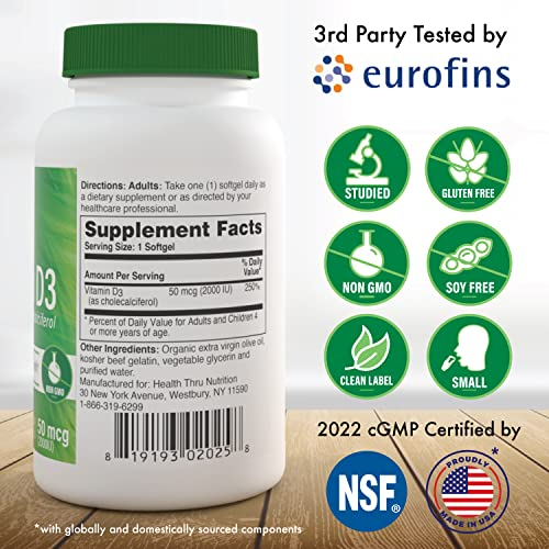Foto 3 pulgar | Suplemento De Vitamina D3 De Health Thru Nutrition 2000 Ui 50 Mcg - Venta Internacional
