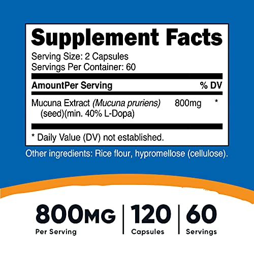 Foto 3 pulgar | Suplemento Nutricost Mucuna Pruriens 400 Mg 120 Cápsulas - Venta Internacional.