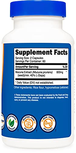 Foto 5 pulgar | Suplemento Nutricost Mucuna Pruriens 400 Mg 120 Cápsulas - Venta Internacional.