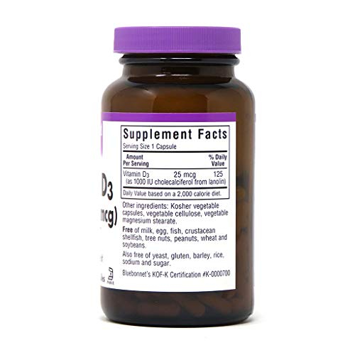 Foto 7 | Suplemento Bluebonnet De Vitamina D3 1000 Ui 180 Cápsulas - Venta Internacional.