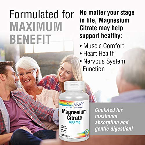 Foto 4 | Suplemento Solaray Citrato De Magnesio 400 Mg 180 Comprimidos - Venta Internacional.
