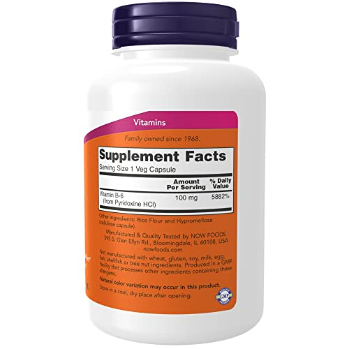 Foto 3 pulgar | Suplemento Now De Vitamina B-6 (piridoxina Hcl) 100 Mg 250 Cápsulas - Venta Internacional.