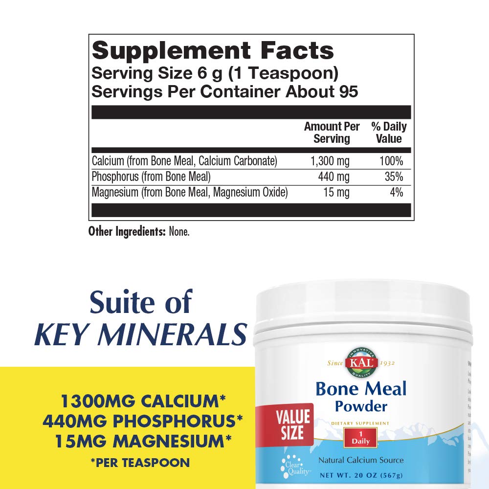 Foto 3 pulgar | Suplemento Kal Bone Meal En Polvo 1300 Mg De Calcio 440 Mg De Fosfo - Venta Internacional.
