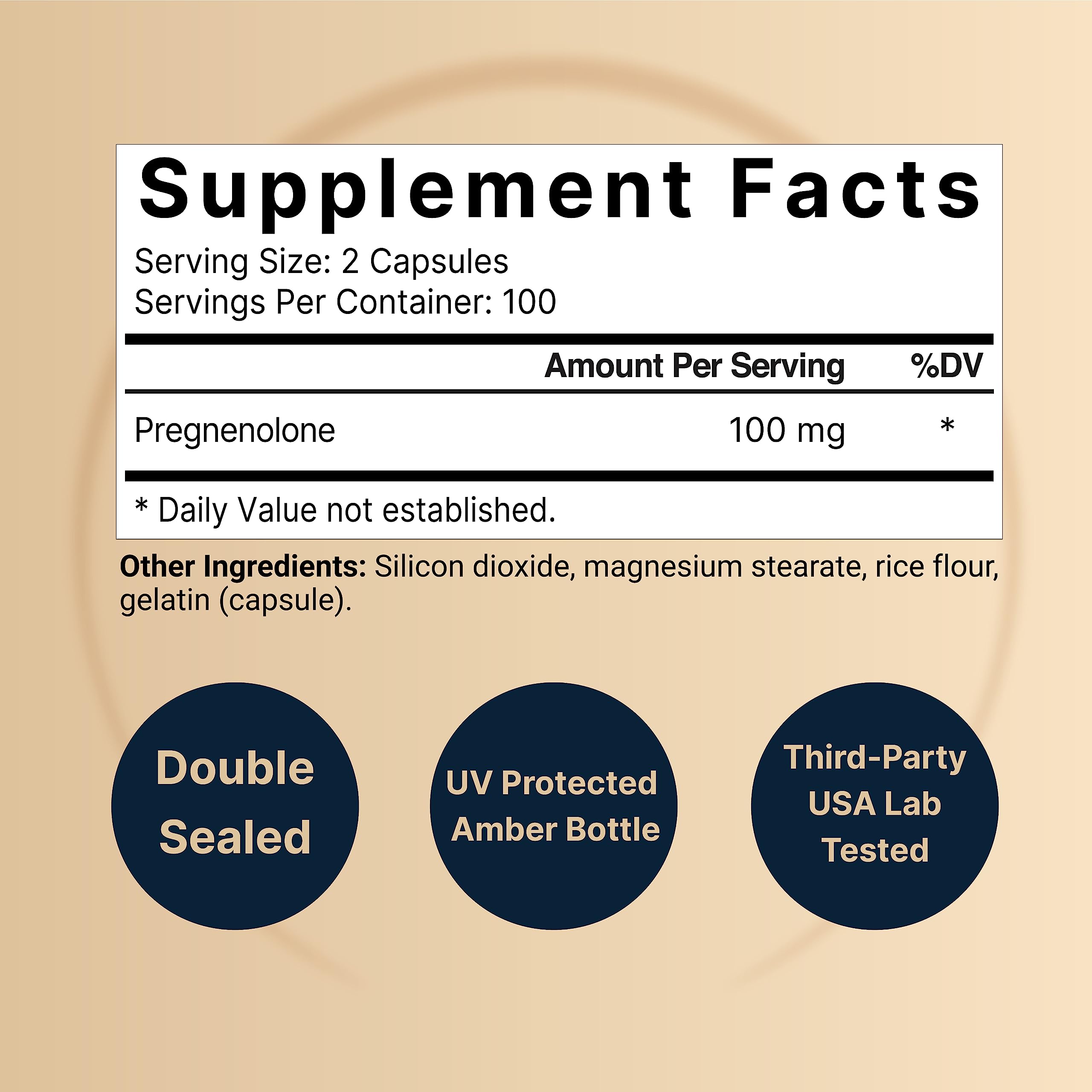 Foto 3 pulgar | Suplemento Naturebell Pregnenolona 100 Mg 200 Cápsulas - Venta Internacional.