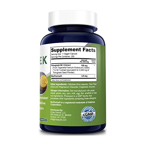 Foto 3 pulgar | Suplemento De Alholva Nusapure 5000 Mg, 200 Cápsulas Vegetarianas - Venta Internacional.