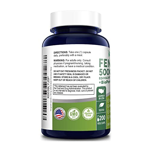 Foto 4 pulgar | Suplemento De Alholva Nusapure 5000 Mg, 200 Cápsulas Vegetarianas - Venta Internacional.