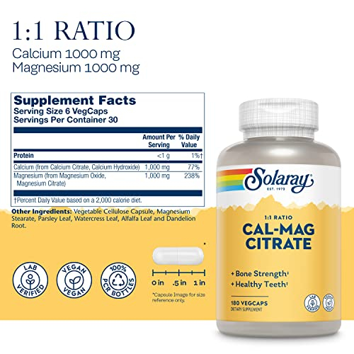 Foto 4 pulgar | Suplemento Solaray De Citrato De Calcio Y Magnesio 1:1 180 Cápsulas Vegetales - Venta Internacional.