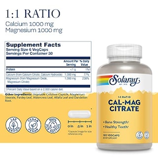 Foto 3 | Suplemento Solaray De Citrato De Calcio Y Magnesio 1:1 180 Cápsulas Vegetales - Venta Internacional.