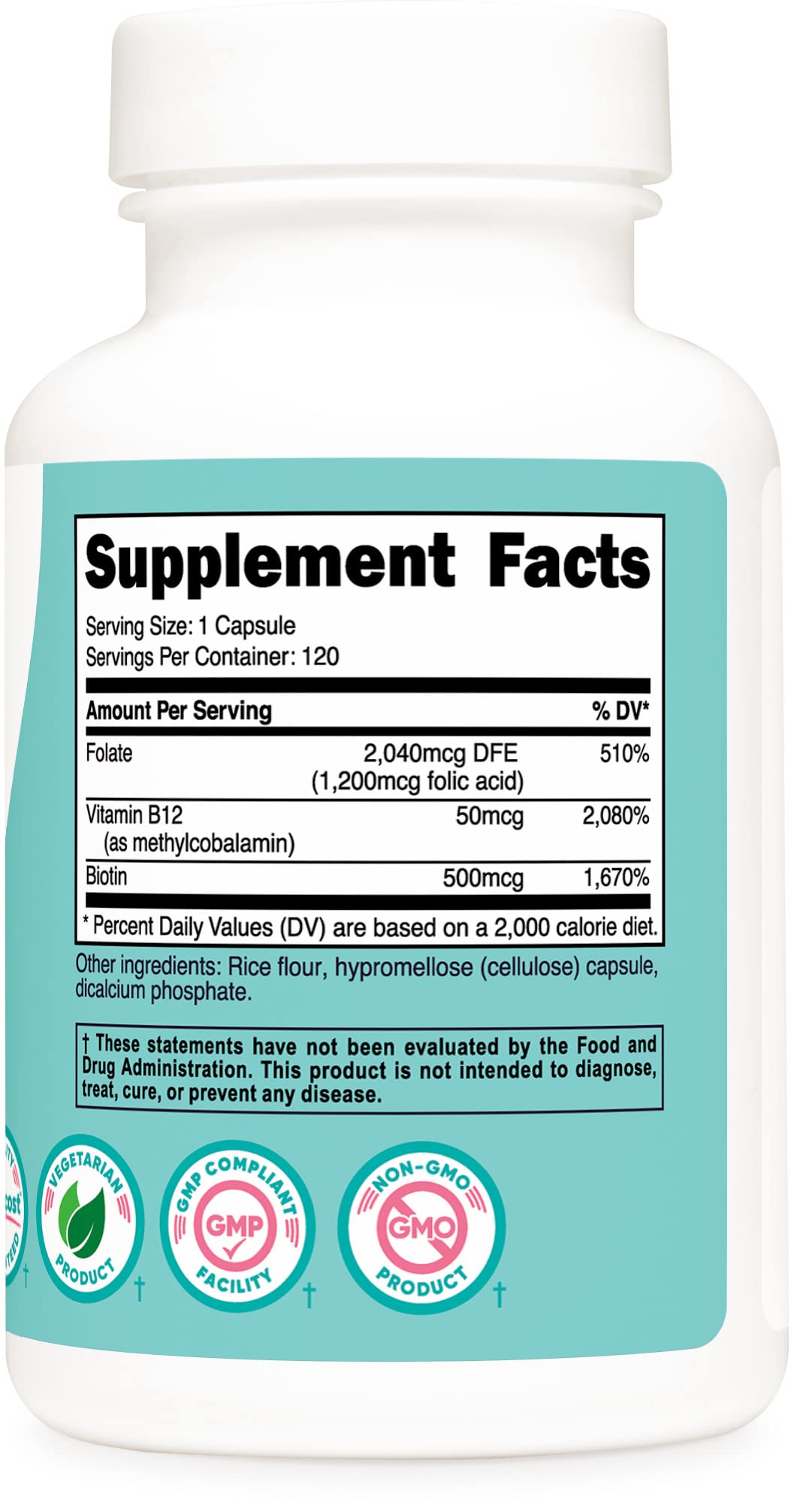 Foto 6 pulgar | Suplemento Nutricost De Ácido Fólico 1200 Mcg Para Mujeres 120 Cápsulas - Venta Internacional.