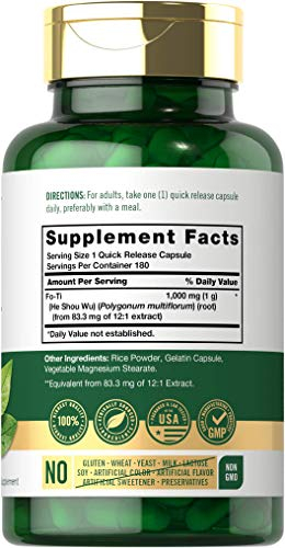 Foto 3 pulgar | Suplemento Carlyle Fo-ti 1000 Mg 180 Cápsulas De Raíz De He-shou-wu - Venta Internacional.